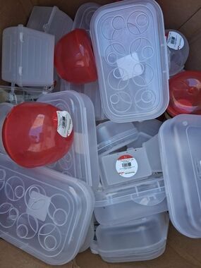 Red & Clear Plastic Food Storage Set by